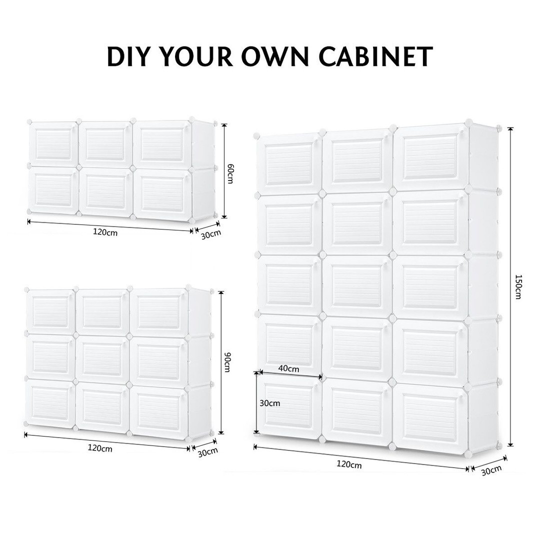 60 Pairs Stackable Shoe Storage Box Organiser Cube DIY Shoe Cabinet Rack Shelf 30 Tier White, , hi-res