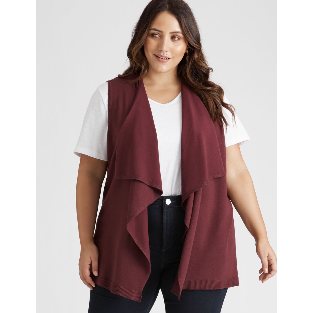 Womens Beme Sleeveless Waterfal Vest - Plus Size, Purple, hi-res