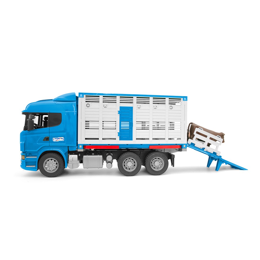 Bruder 1:16 Scania R-Series 52cm Cattle Animal Transport Truck Kids Toy w/Cow 4+
