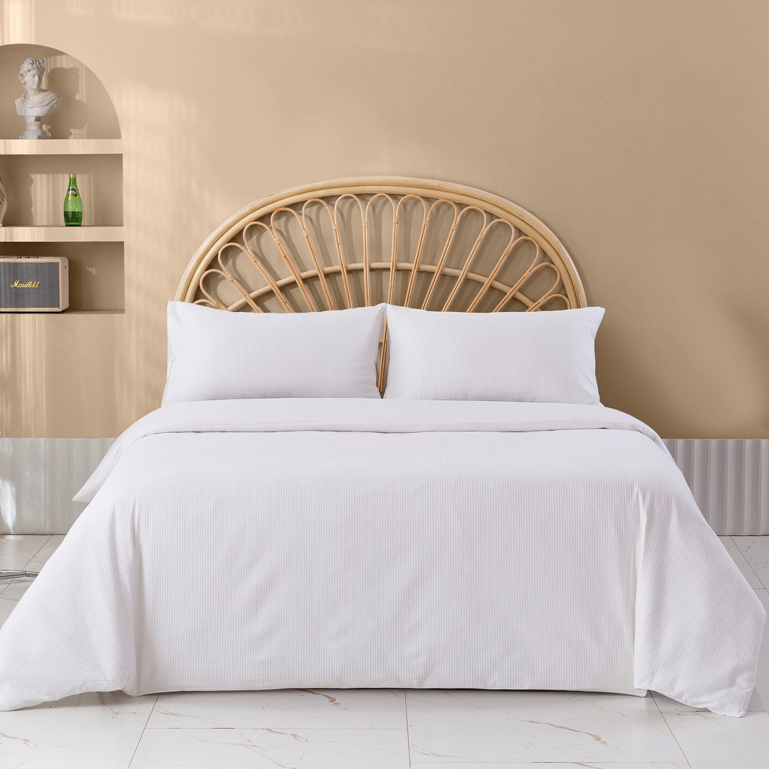 Dreamaker Justine Cotton Waffle Duvet Cover Set White (Queen, King)