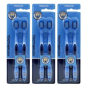 6pc EPL Manchester City F.C. Adults Medium Toothbrush Dental Teeth Oral Care
