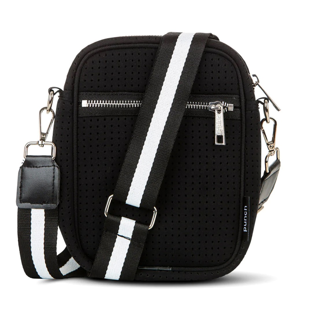 Punch Neoprene Camera/Phone Small Portable Shoulder Bag/Purse Black w/ Strap