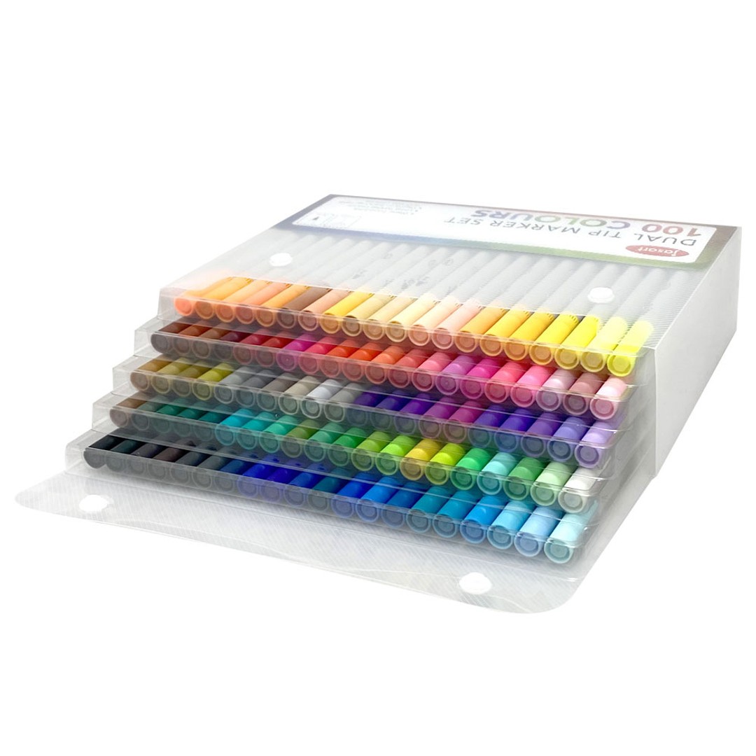 100pc Jasart Dual Nib Tip Colour Marker Art/Craft Drawing/Sketch Supplies Set
