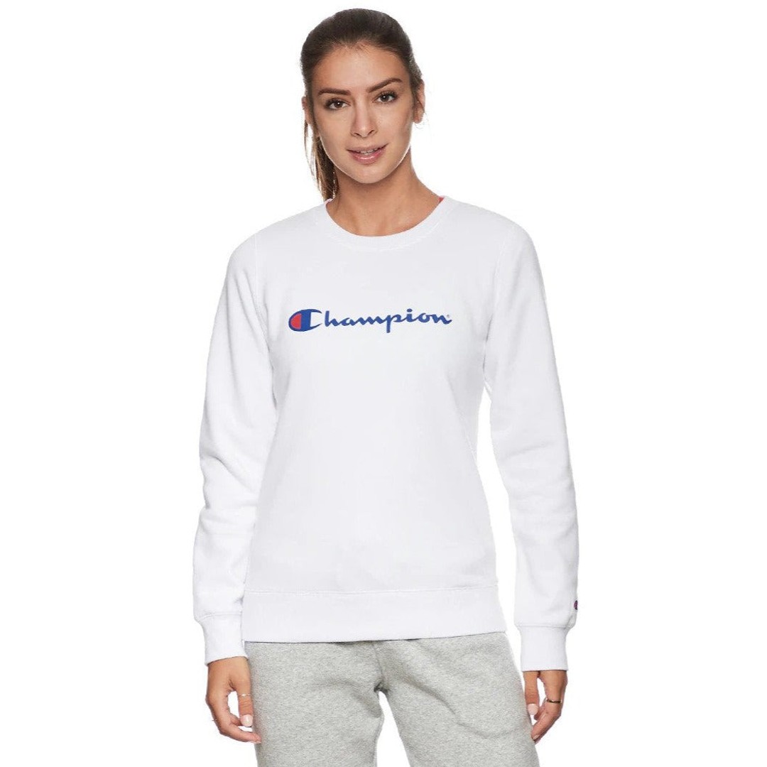 Champion Women's Script Crew Sweater - White