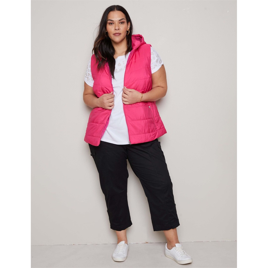 Womens Autograph Puffer Vest - Plus Size, Pink, hi-res