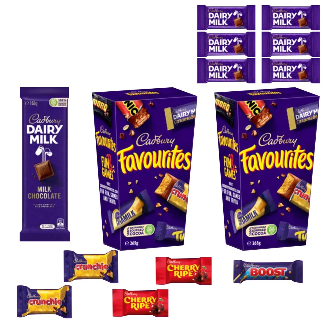 13pc Cadbury Favourites Kids/Family Showbag w/Favourite Boxes/Crunchie/Boost