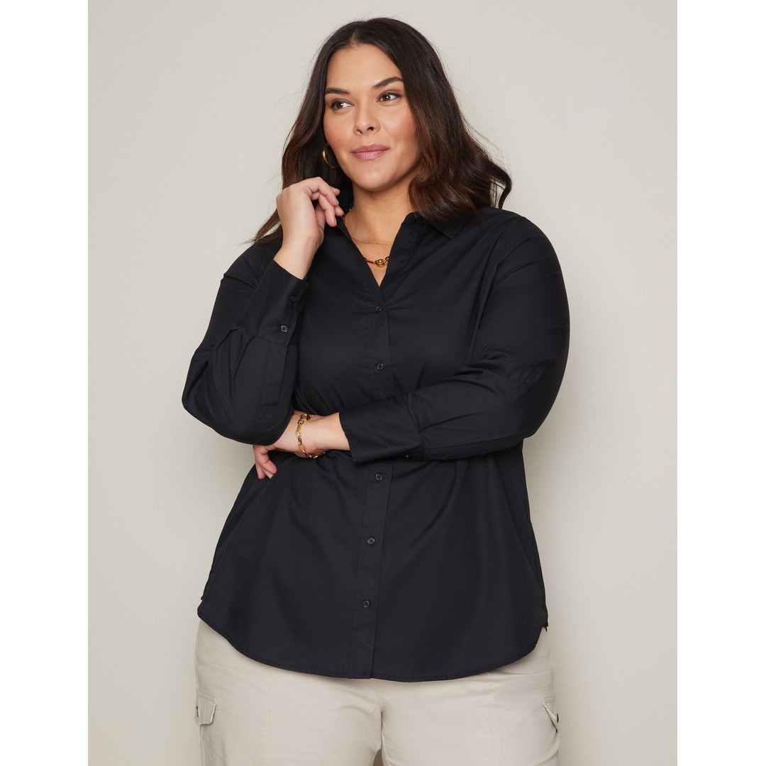 Womens Autograph Long Sleeve Cotton Shirt - Plus Size