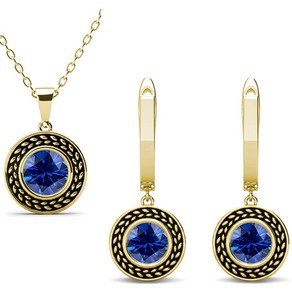 18K Gold AAA Quality Crystal Jewellery Set "Valentina" (Blue)