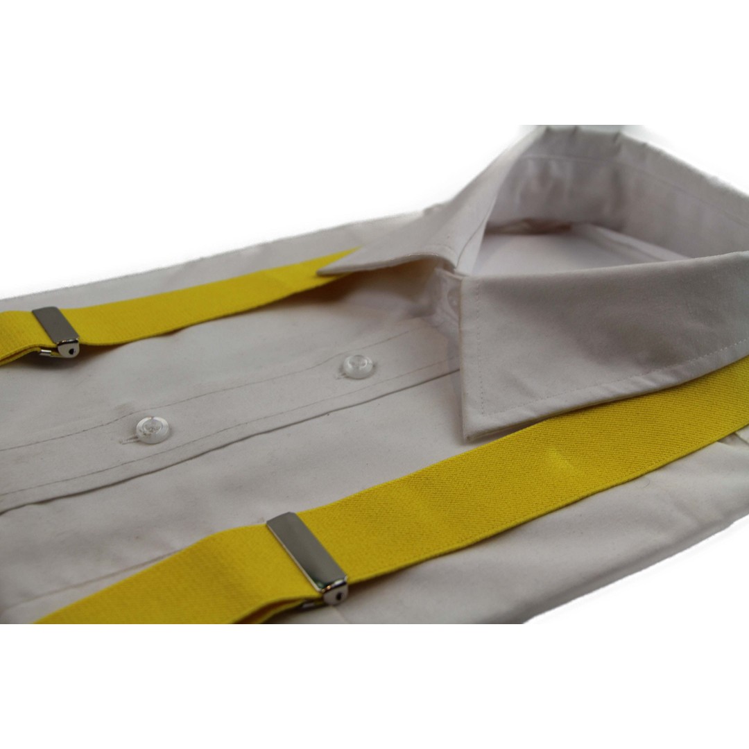 Tie Store Australia Wide Heavy Duty Adjustable 100cm Yellow Adult Mens Suspenders Size: One Size