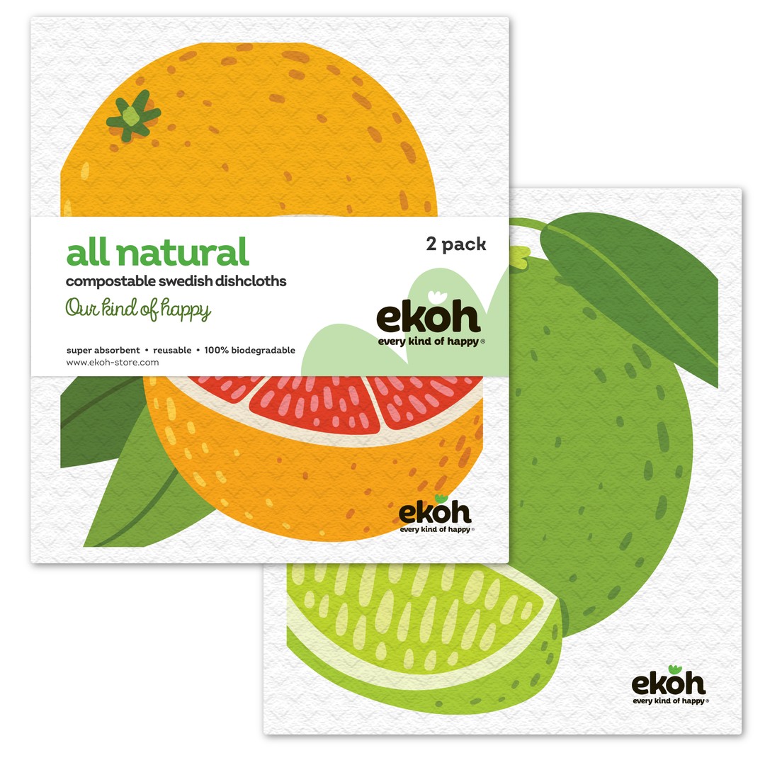 Swedish Dishcloths Eco Dish Cloths 2 pk Grapefruit Lime Prints