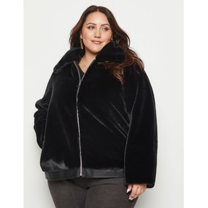 Womens Beme Long Sleeve Fur/Pu Luxe Jacket - Plus Size