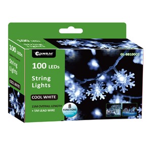 Sansai 100 LED Electric Snowflake Decorative/Christmas String Lights Cool White