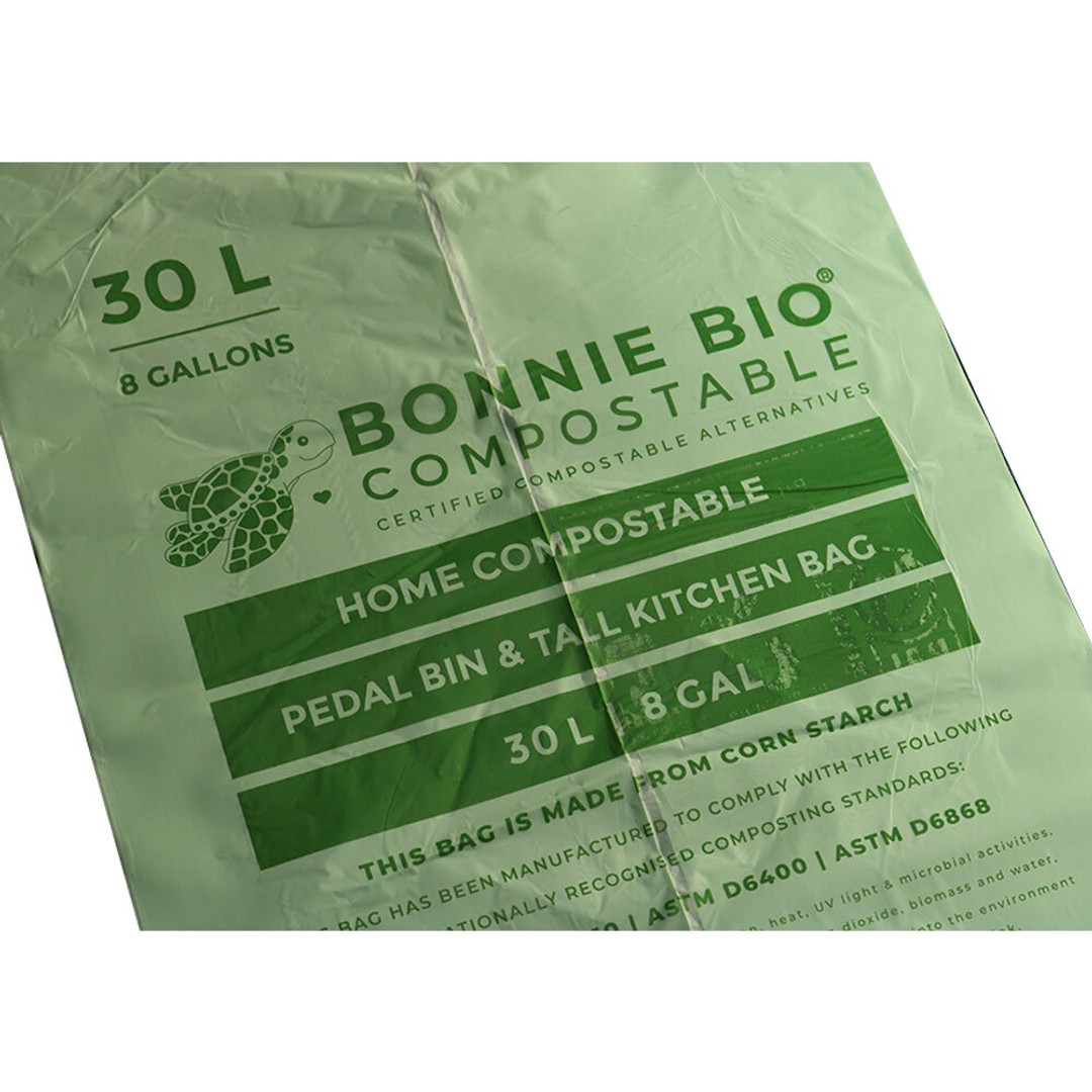 15PK Bonnie Bio Compostable 60L Pedal Bin & Tall Kitchen/Garbage/Bin Bags Green, , hi-res