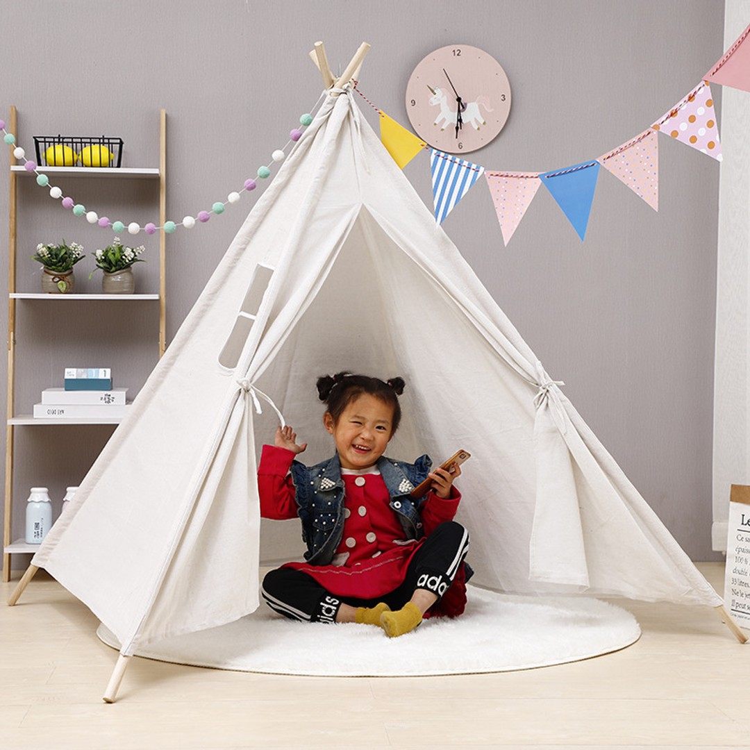Kids Natural Cotton Teepee Play Tent