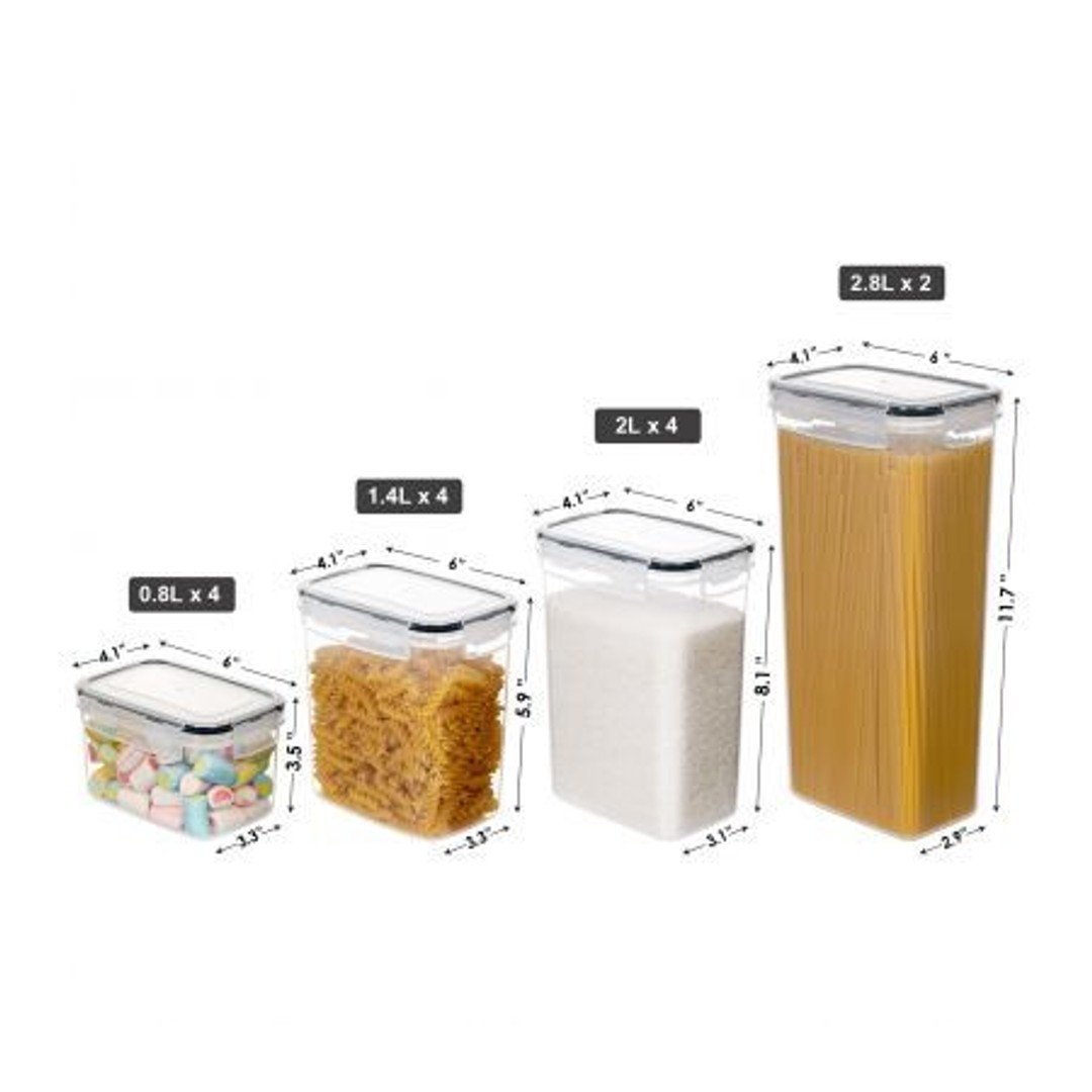 Set of 14 Flour and Sugar Canisters for Pantry Storage and Organization