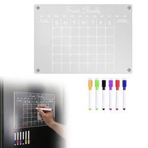 A4 Magnetic Dry Erase Monthly Calendar for Fridge Erasable Acrylic Whiteboard with 6 Pens