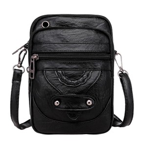 Womens Crossbody Bag Multi-pocket Shoulder Bag Vintage Messenger Bag Black