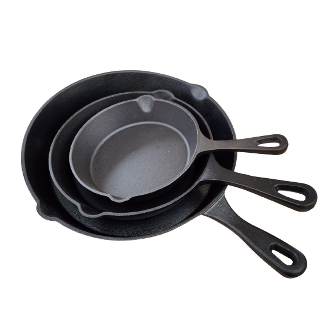 InStock Furniture and Living Cast Iron Frying Pans - 3 Pan Set