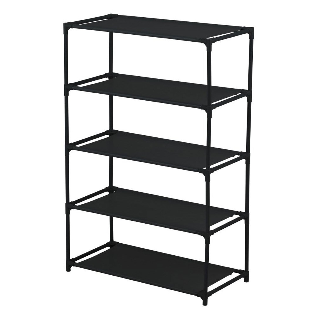 Boxsweden 5 Tier Storage Shelf Shoe/Clothes Holder Home Organiser Rack Black, , hi-res