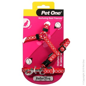 Pet One Cat/Kitten Reflective Harness & Lead Set Red