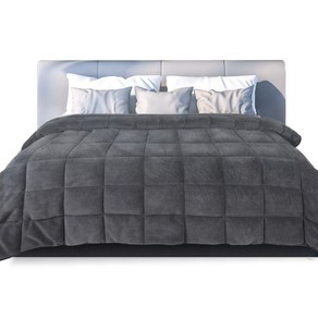 DreamZ Quilt Doona Comforter Blanket Velvet Winter Warm King Bedding Grey 500GSM