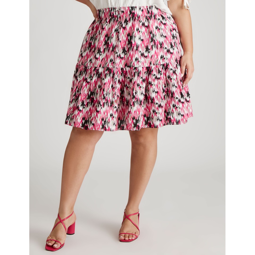 Womens Beme Mid Thigh Tiered Woven Skirt - Plus Size | The Warehouse