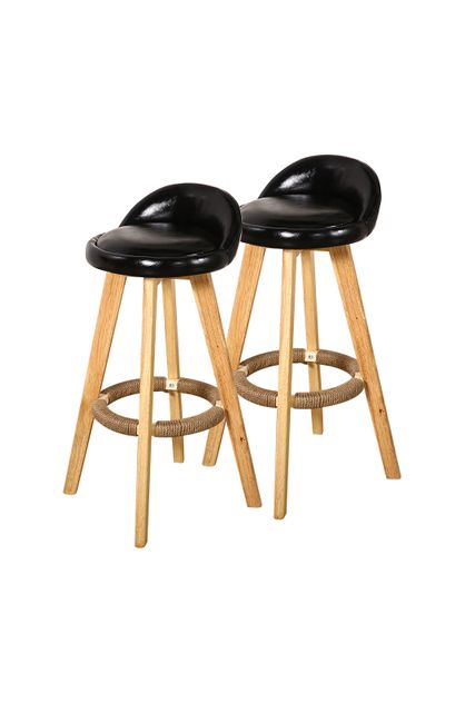 4x Levede Leather Industrial Swivel, Wooden Bar Stools With Backs Nz