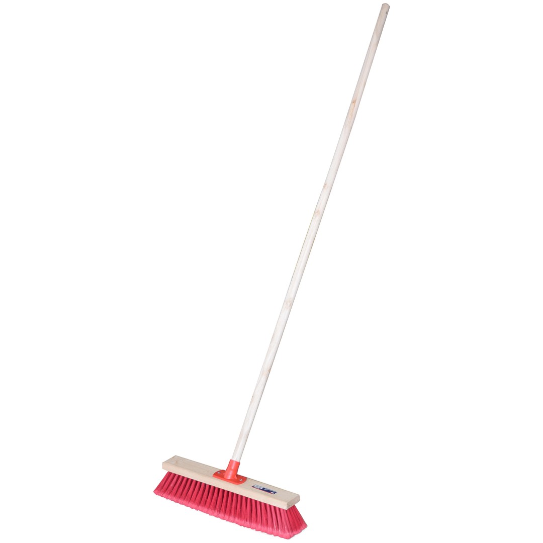 TDX PP Red Bristle Broom with Wooden Handle - 400mm, , hi-res