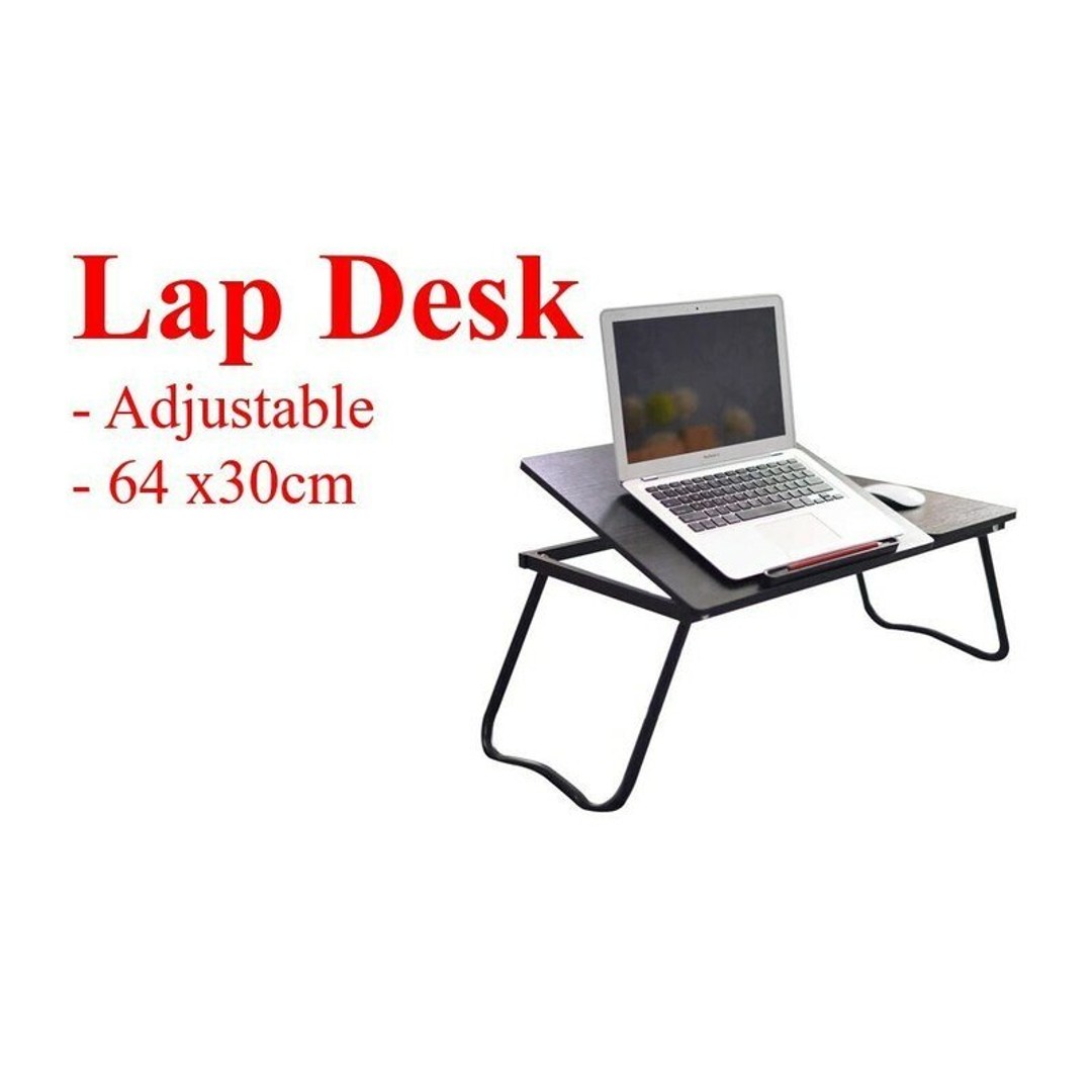HES Dark Oak Adjustable Folding Lap Desk Laptop Tray Computer Desk Mobile Table