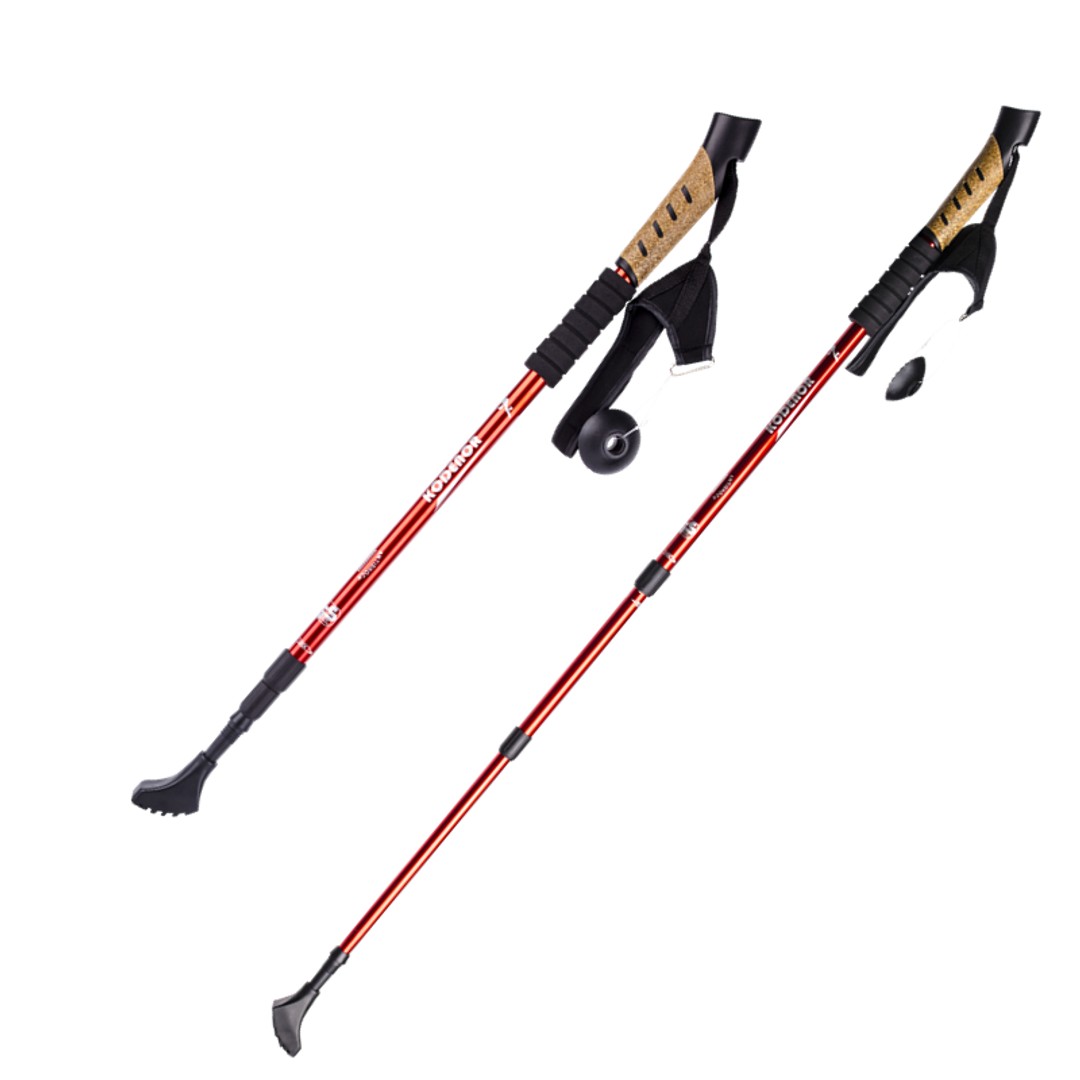 Adjustable Anti Shock Foam Handle Hiking Pole-Red