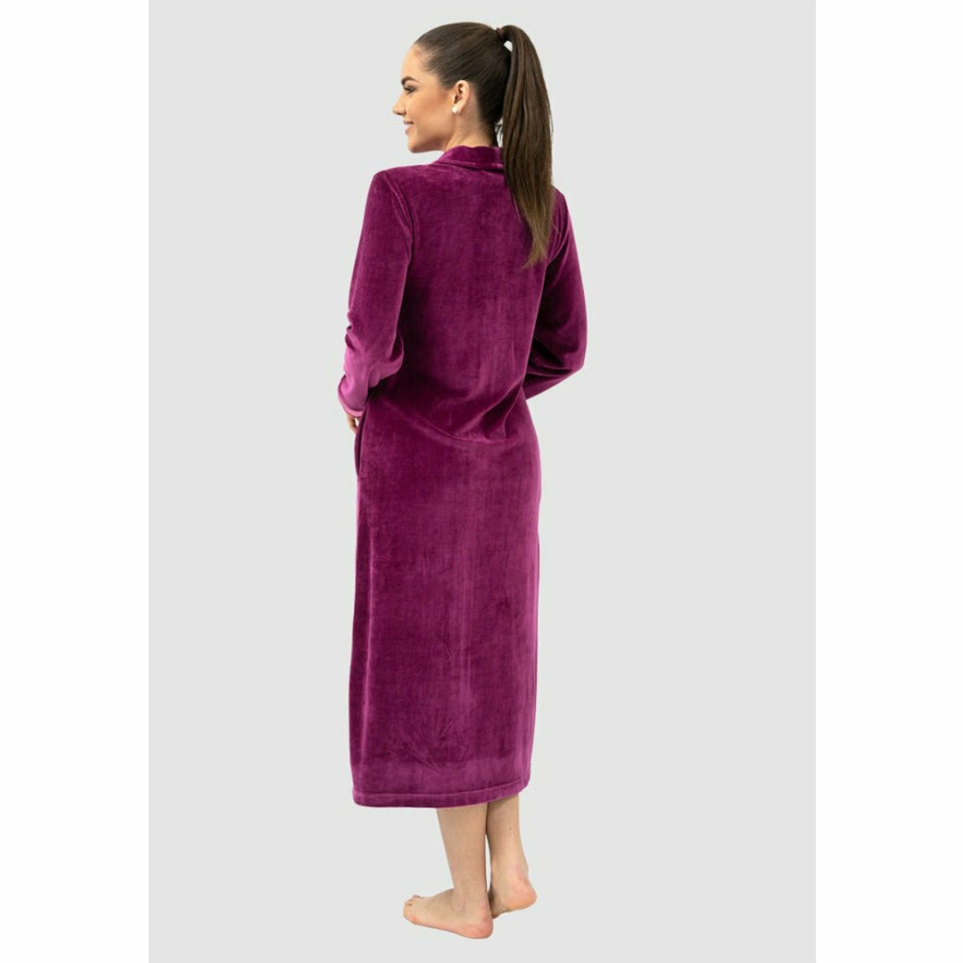 Belmanetti Geneve Modal and Cotton Zip-Up Long Women's Robe, Plum, hi-res