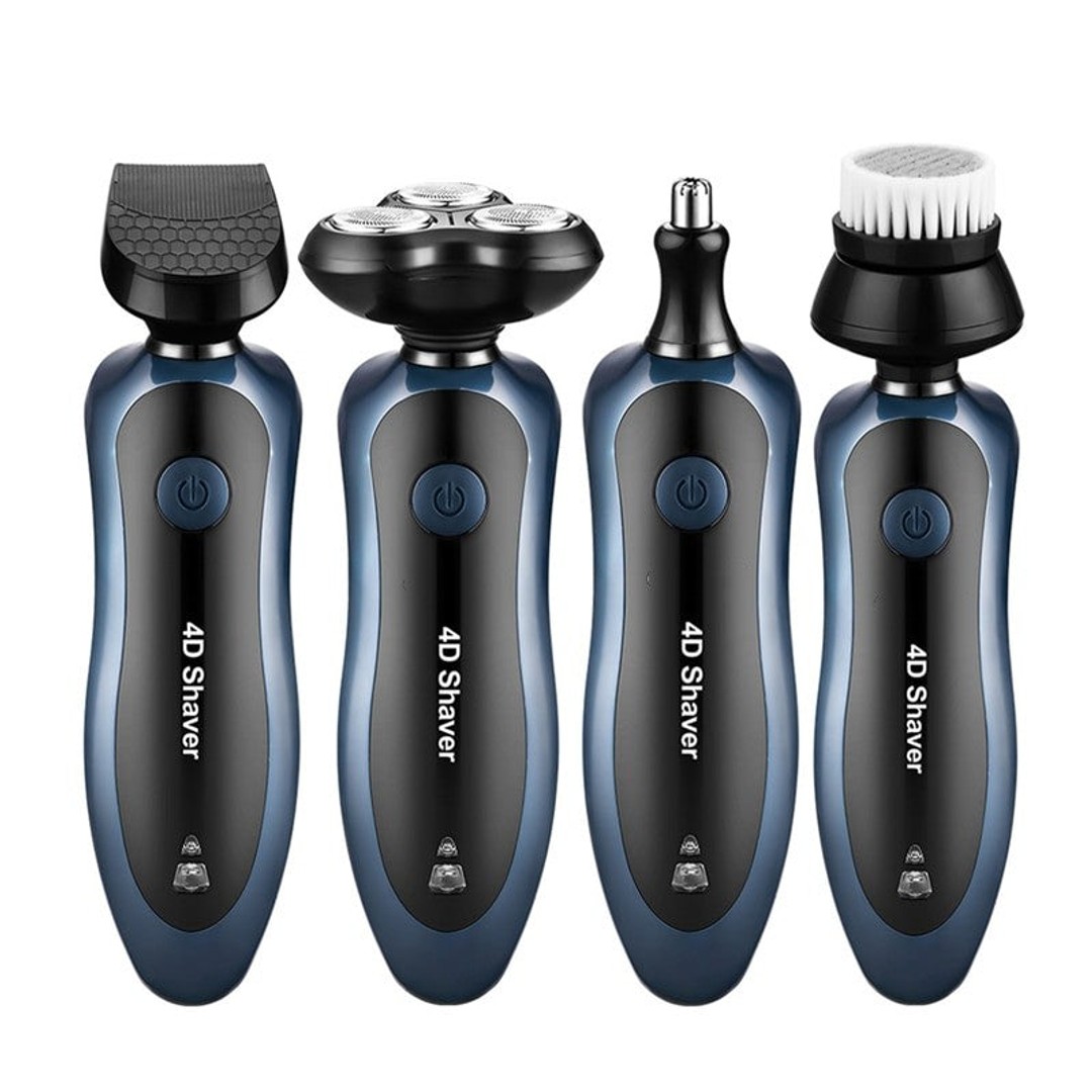 4 In 1 Men's Professional Electric Shaver 4D Blade Beard Nose Ear Trimmer Hair Cutter Clippers with Face Cleaning Brush Machine