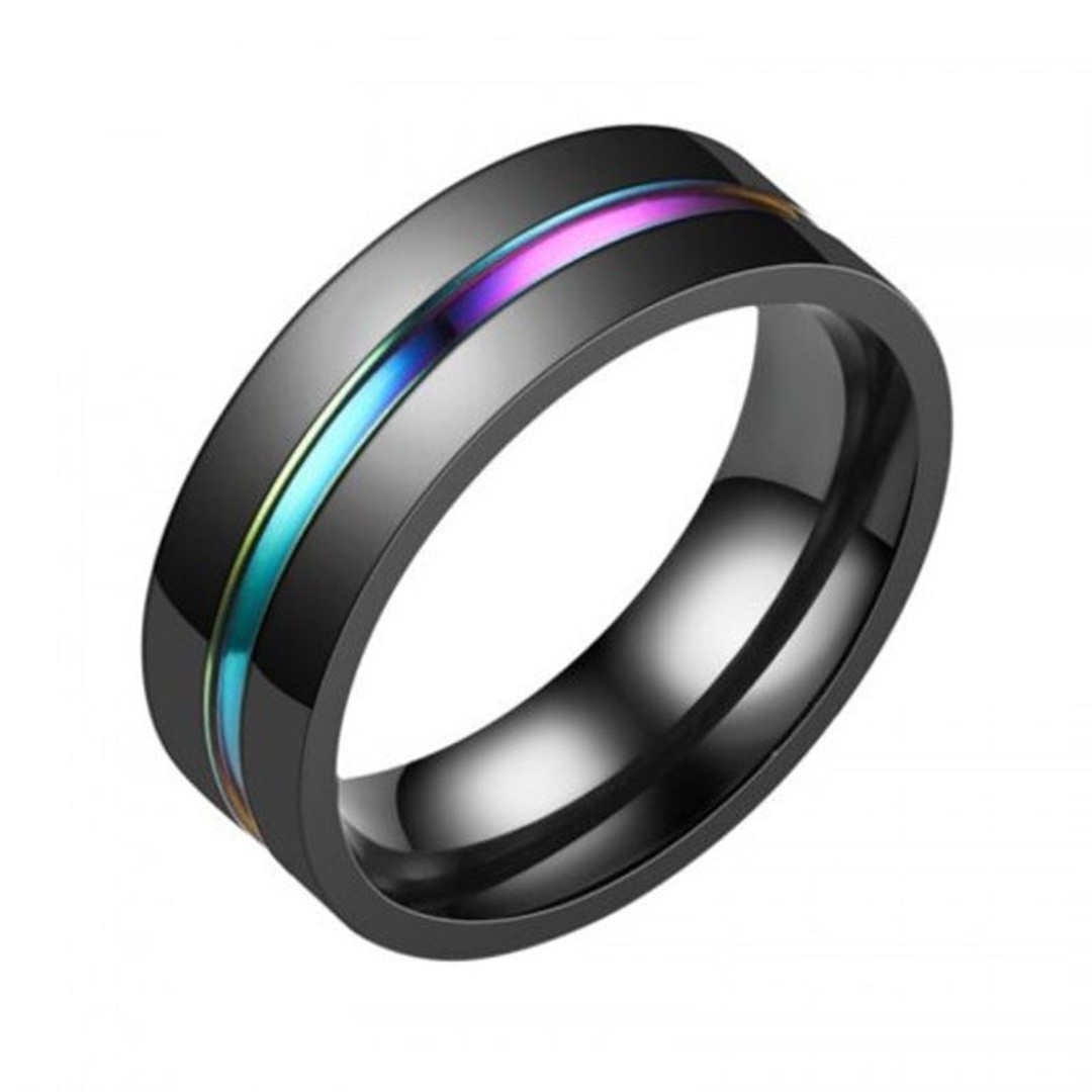 Unisex Stainless Steel Black Plated Mens Ring Wedding Band Us 10