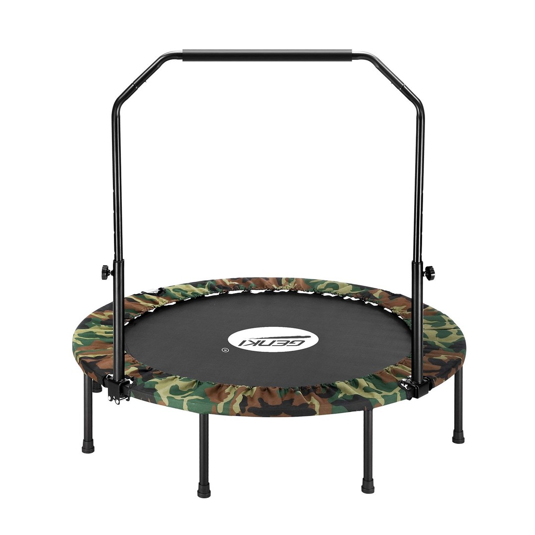 Genki Mini Trampoline for Adults Kids 40inch Exercise Fitness Indoor Rebounder Home Gym Workout Equipment Foldable Adjustable Handrail