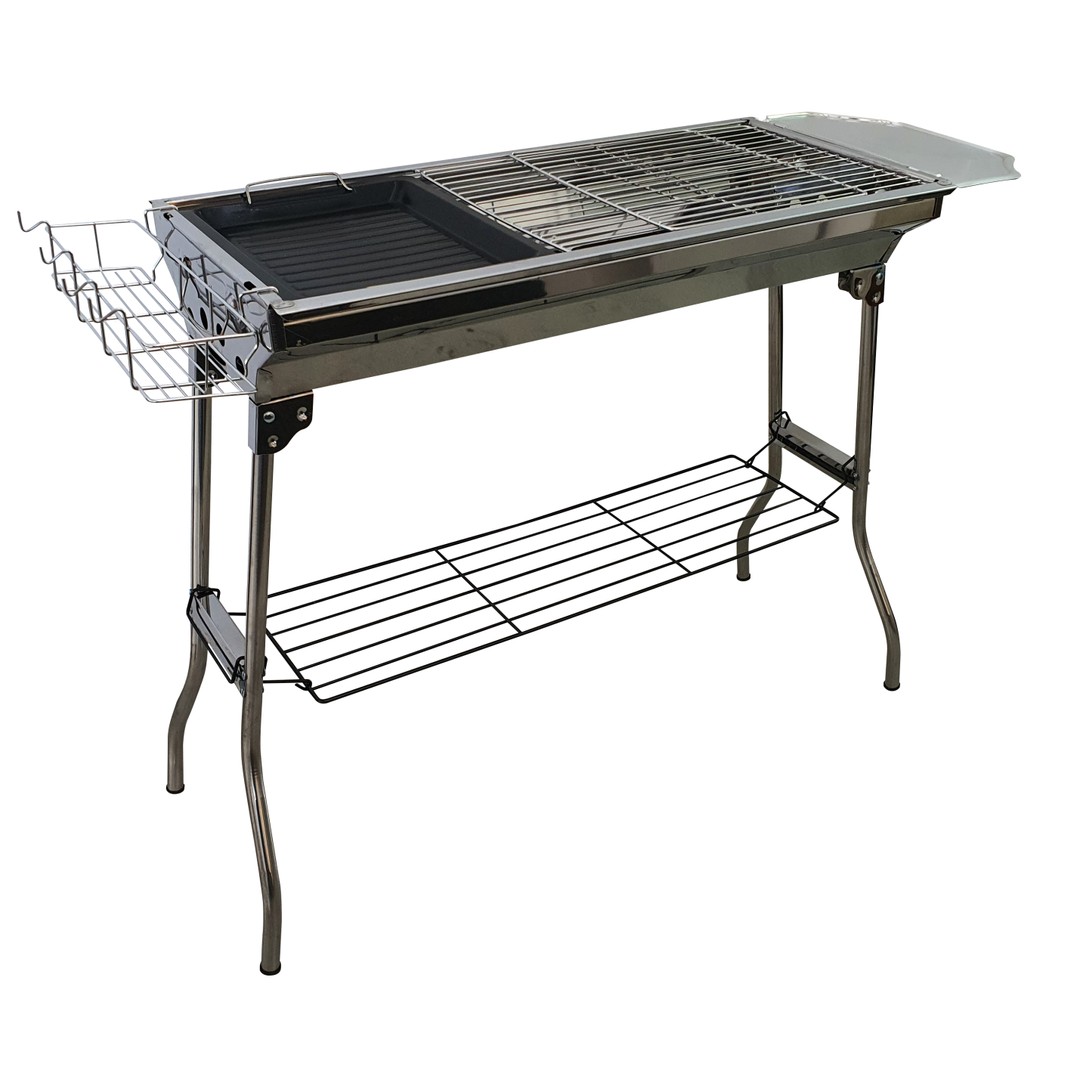 InStock Furniture and Homeware Freestand Charcoal Party Grill Rectangle with shelf and rack
