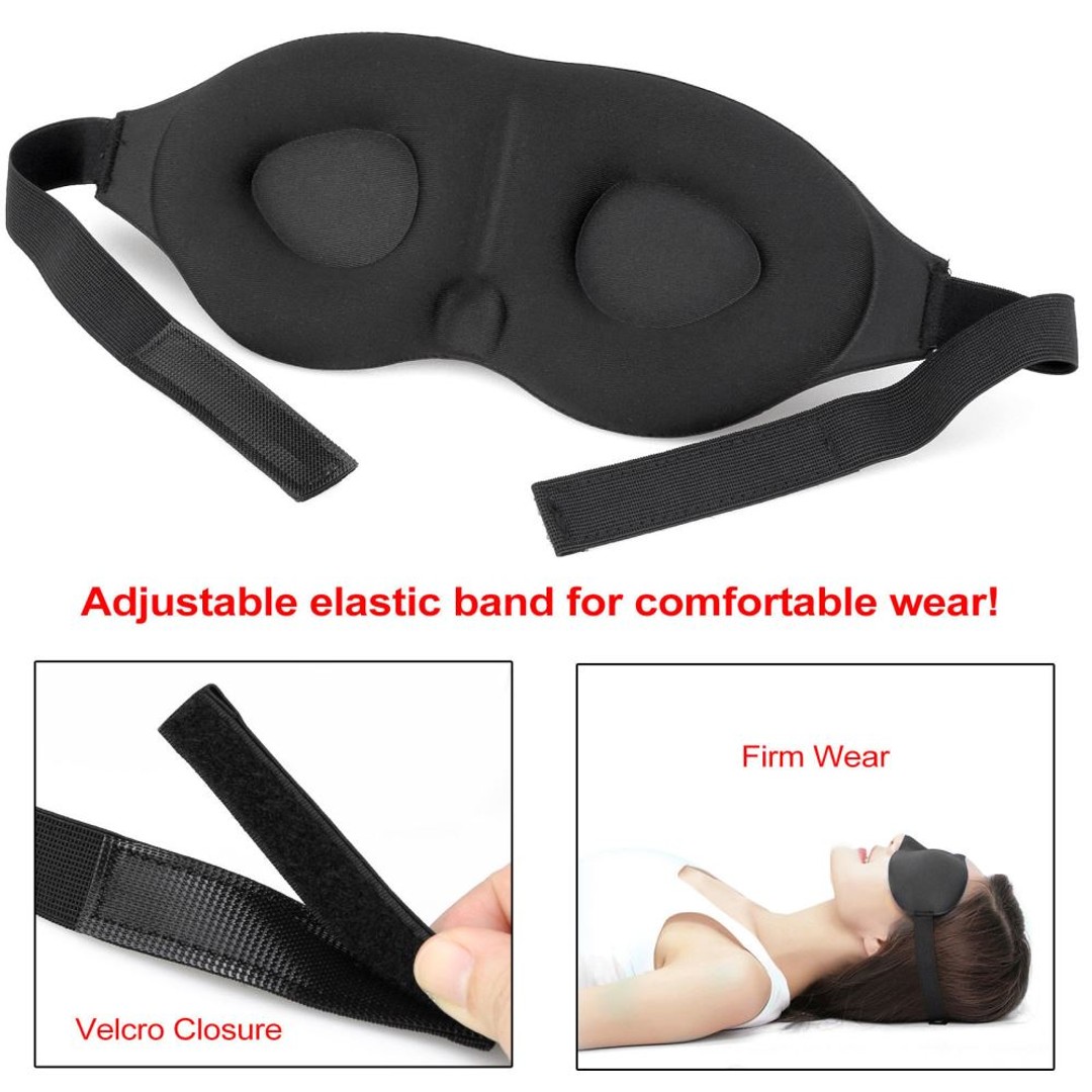 Travel Sleep Eye Mask soft 3D Memory Foam Padded Shade Cover Sleeping Blindfold, Black, hi-res