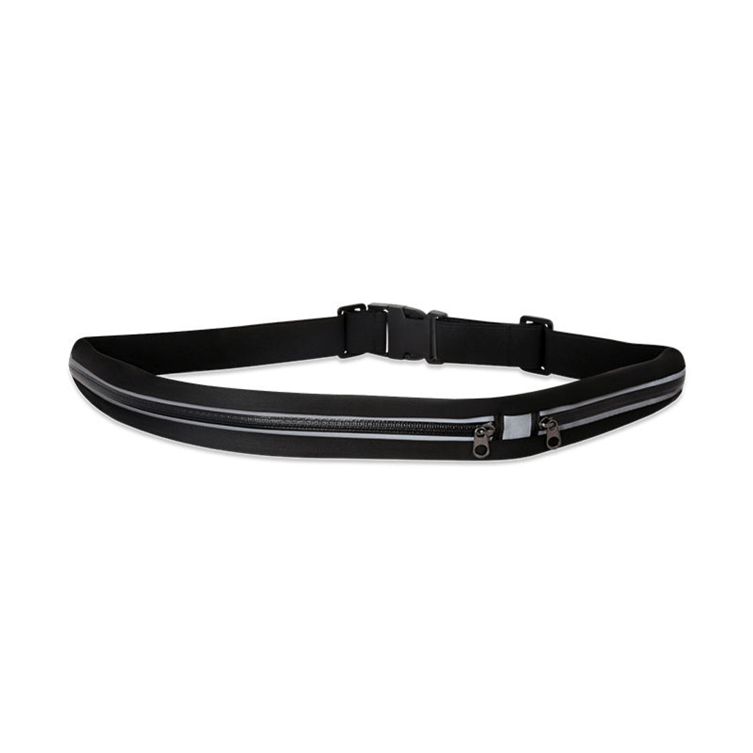SPORX Extendable Stretch Mini Running Belt Zip Waist Pouch Black/Black