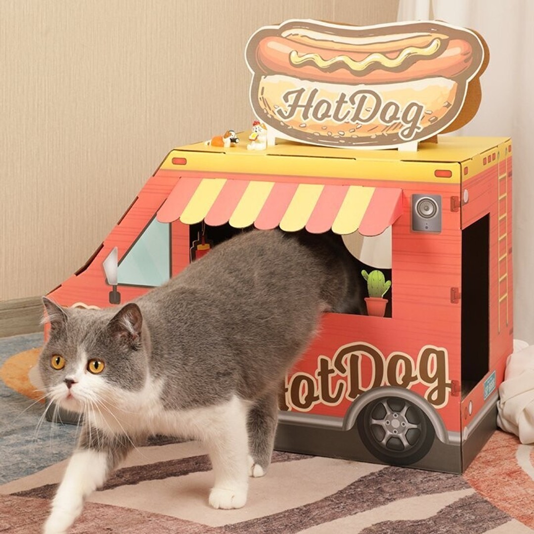 SmilePaws Hot-dog Stand Cat House with Scratcher