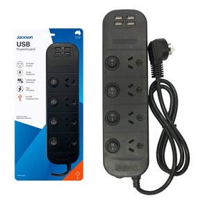 Jackson Industries USB Charging Powerboard - 4 Outlet Black