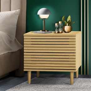 Oikiture Bedside Tables Side Table 2 Drawers Bedroom Furniture Storage Cabinet