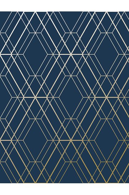 Metro Diamond Geometric Wallpaper Navy Blue and Gold WOW003 |  PriceRightHome Online | TheMarket New Zealand