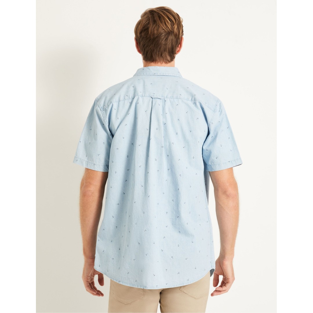 Mens Rivers Printed Denim Short Sleeve Shirt | The Warehouse