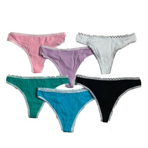 Yun Meng Ni 6 X Womens Dot Top G String - Thong Sexy Cotton Assorted Undies Underwear Multicoloured