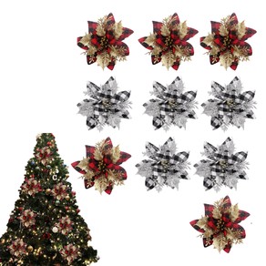 20Pcs Christmas Tree Decorative Artificial Flower Glitter Simulate Flowers