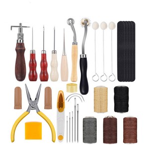 33PCS Leather Craft Tools Hand Sewing Stitching Carving Set Kit