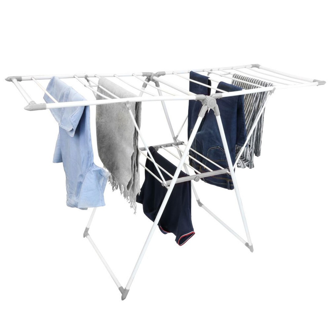 Box Sweden 21 Rail Foldable Clothes Airer Folding Hanger/Drying Rack Stand White