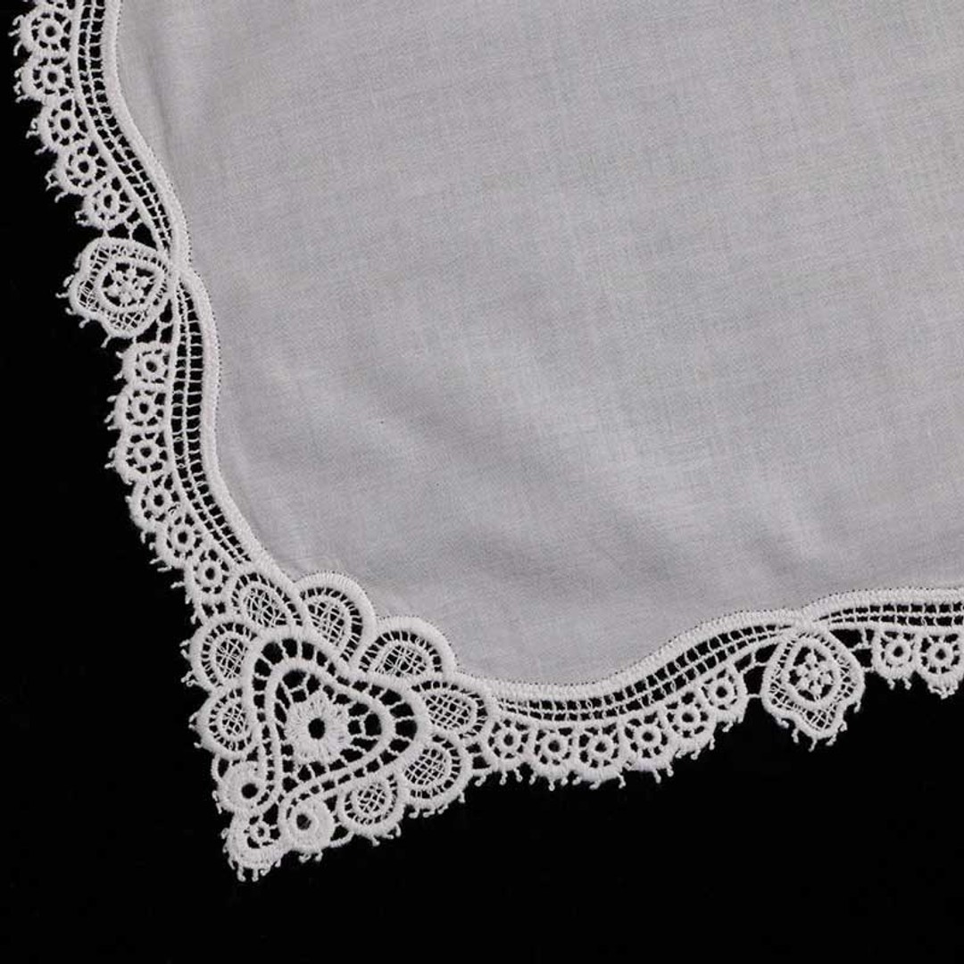 Lace wedding handkerchief in 100% cotton "Angelica", Frenelle, hi-res