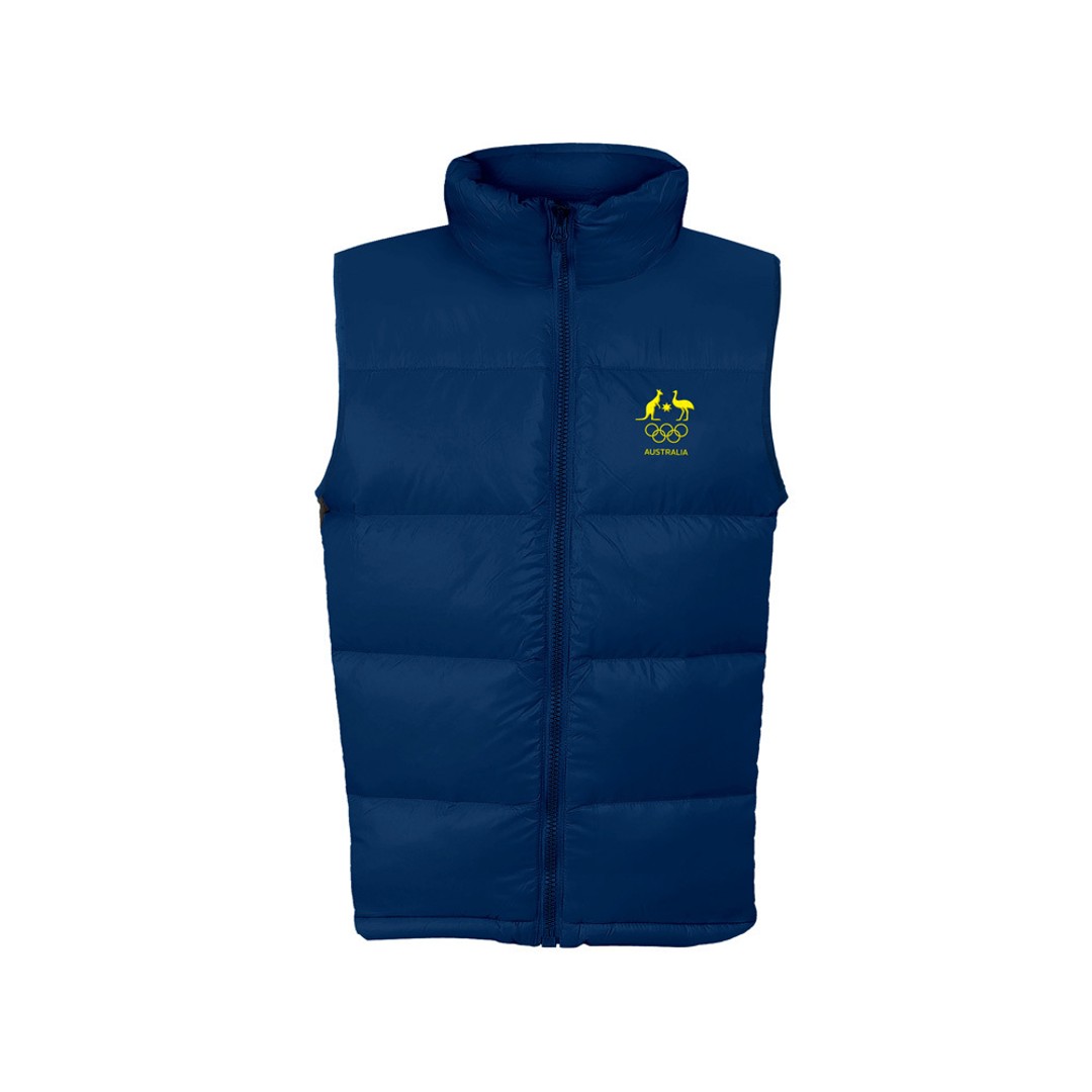 AOC Australian Olympic Adults XXS Supporter Padded/Puffer Vest/Top Sport NVY