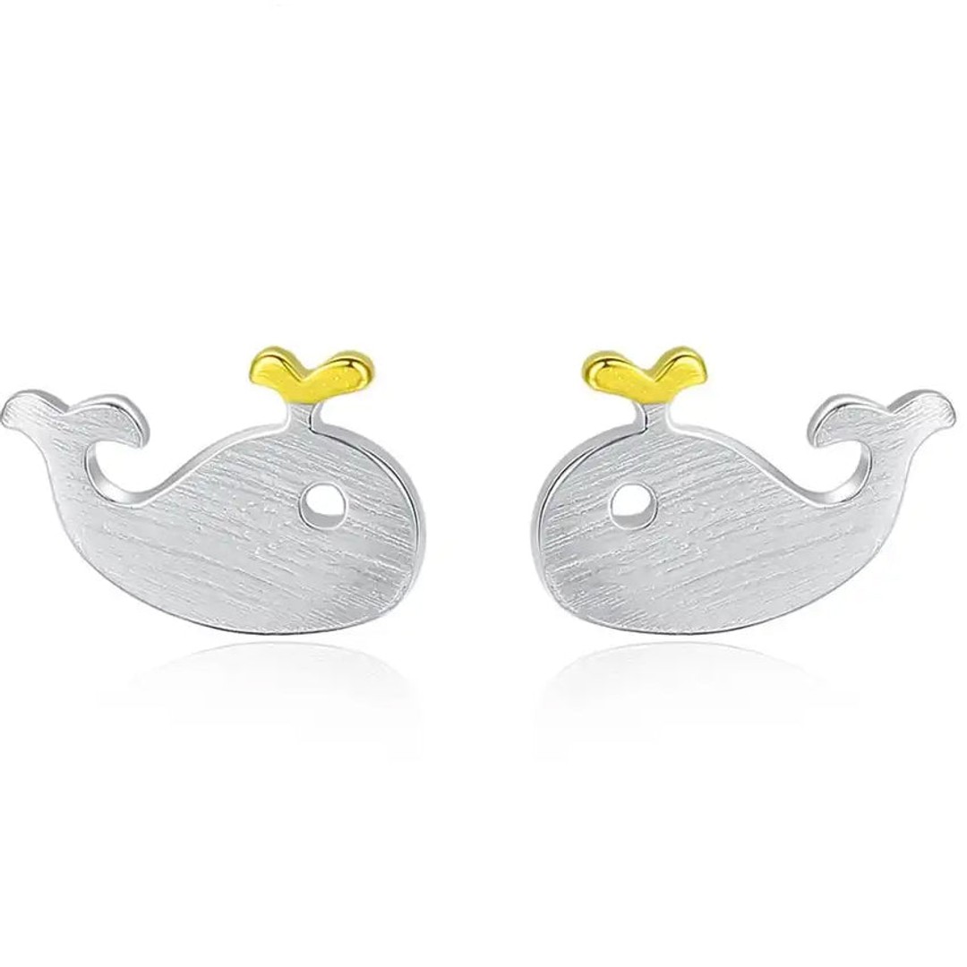 925 Sterling Silver Cute Whale Earrings "Moby"