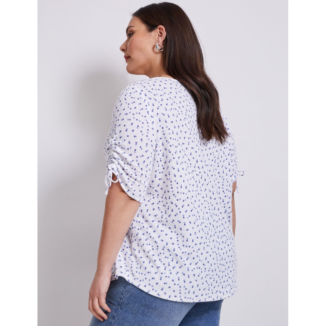 Womens Autograph Elbow Rusched Sleeve Texture Top - Plus Size | The ...